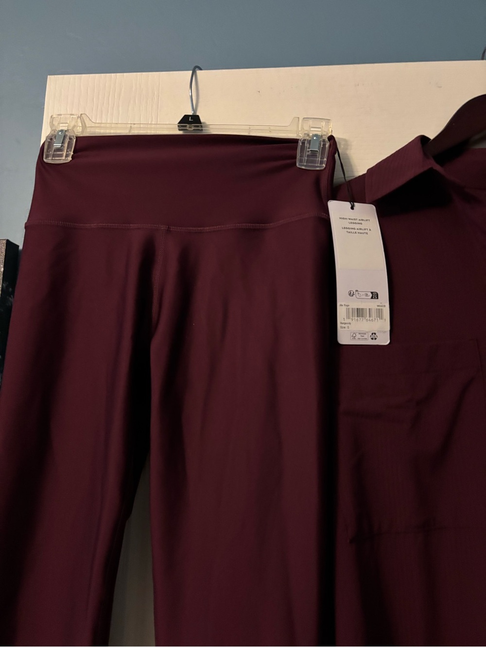 ALO Yoga Deep Wine Button-Up Top and high waist airlift leggings. - Picture 2 of 14